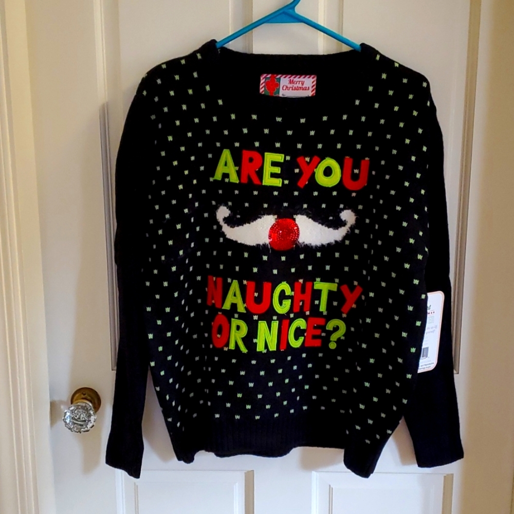 NWT Size medium ladies naughty or nice Xmas sweater